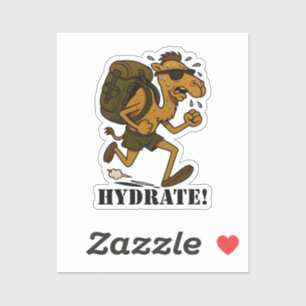 Hydrate – Lustiges Kamel beim Laufen Fitness-Desig Aufkleber