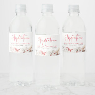 Hydration für die Feier - Rosa Blütenzeit Wasserflaschenetikett