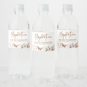 Hydration für die Feier - Terracotta Floral Wasserflaschenetikett
