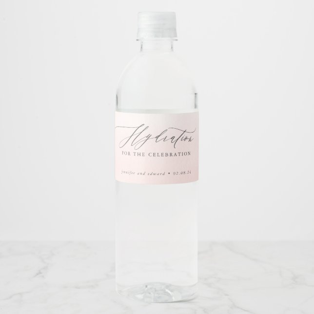 Hydration für die Feier - Weich hellrosa Wasserflaschenetikett (Vorderseite)