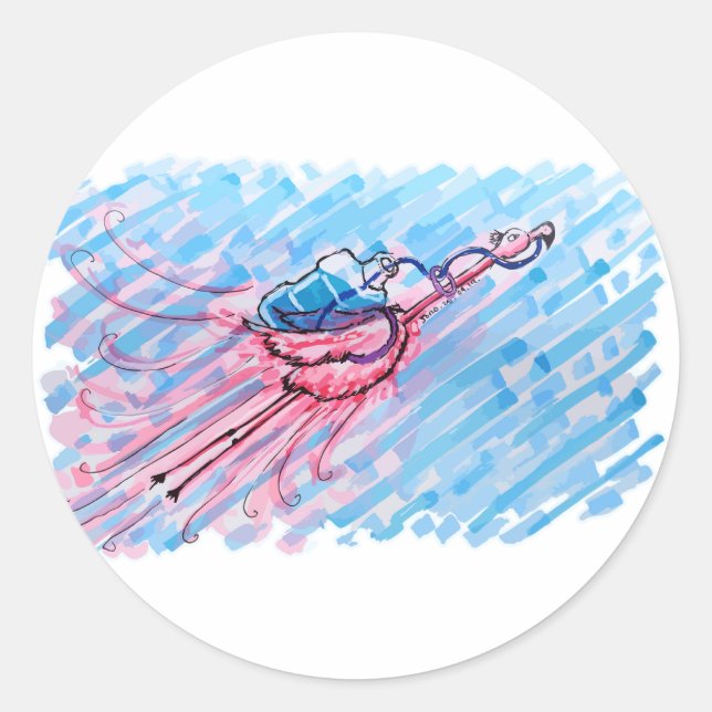 Hydratisierter Flamingo Runder Aufkleber (Vorderseite)