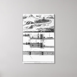 Hydraulisch, Kanal und Verschlüsse Leinwanddruck