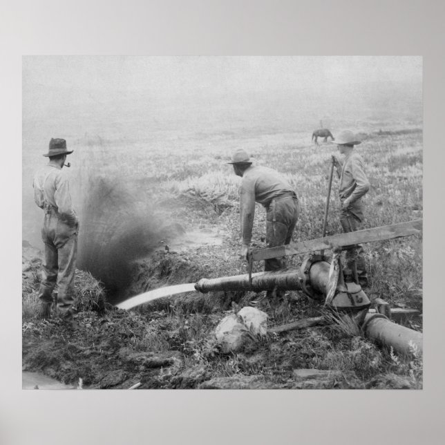 Hydraulischer Goldbergbau in Rockerville-Fotografi Poster (Vorne)