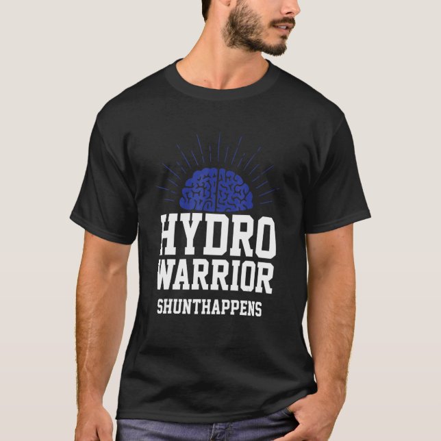 Hydro-Krieger-Shunt passiert Hydrocephalus-blaue R T-Shirt (Vorderseite)