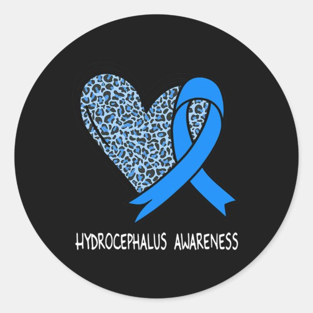 Hydrocephalus Awareness Blauer Streifen Runder Aufkleber (Vorderseite)