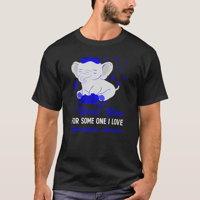 Hydrocephalus Awareness Blue Ribbon Cute Elephant  T-Shirt (Vorderseite)