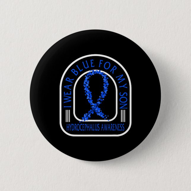 Hydrocephalus Awareness Ich trage Blau für meinen  Button (Vorderseite)