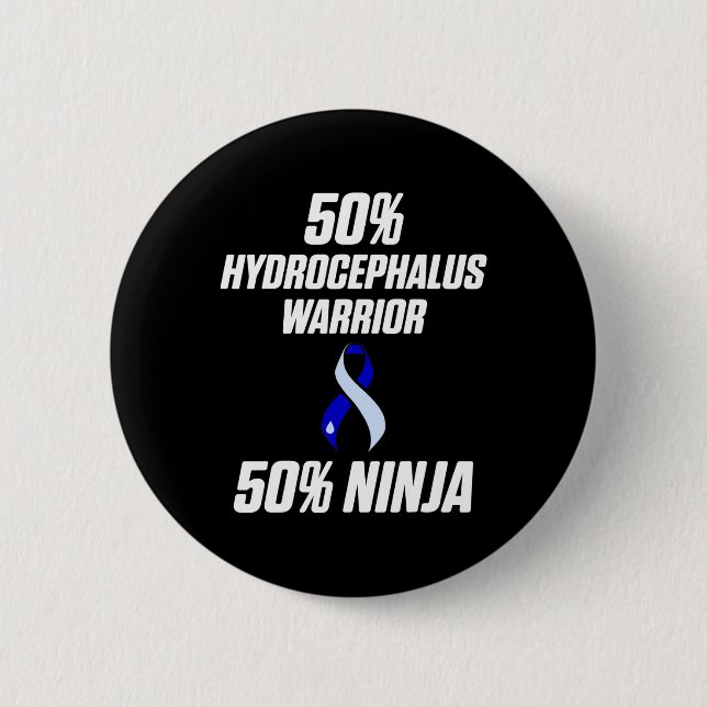 Hydrocephalus Survivor Ninja Awareness Warrior Button (Vorderseite)