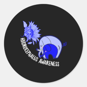 Hydrocephalus Warrior Elephant Hydrocephalus Aware Runder Aufkleber