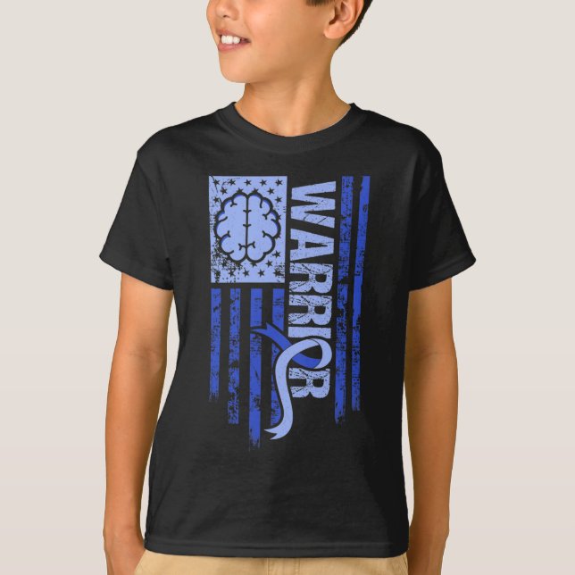 Hydrocephalus Warrior Flag Blaue Flecke T-Shirt (Vorderseite)