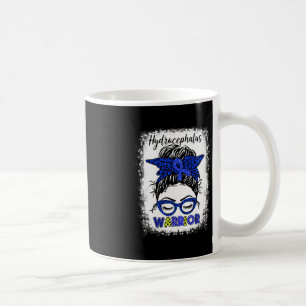 Hydrocephalus Warrior Messy Bun Blue Ribbon Leopar Kaffeetasse