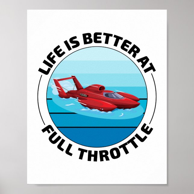 Hydroplane Boat Racing Speedboat Powerboat Funny Poster (Vorne)
