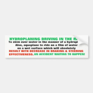 HYDROPLANING DEFINITION FÜR DIE DUMMEN FAHRER AUTOAUFKLEBER