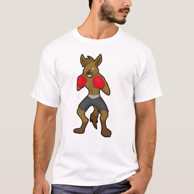 Hyena at Boxing with Boxing gloves T-Shirt (Vorderseite)