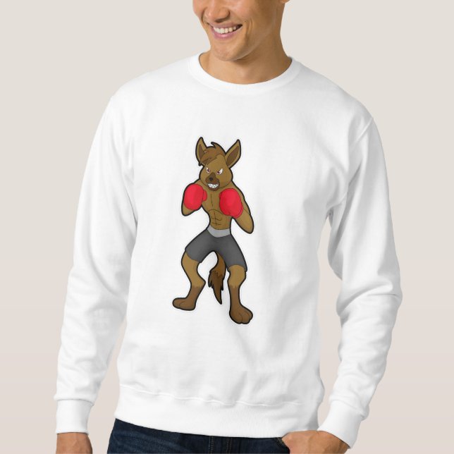 Hyena beim Boxen mit Boxhandschuhen Sweatshirt (Vorderseite)