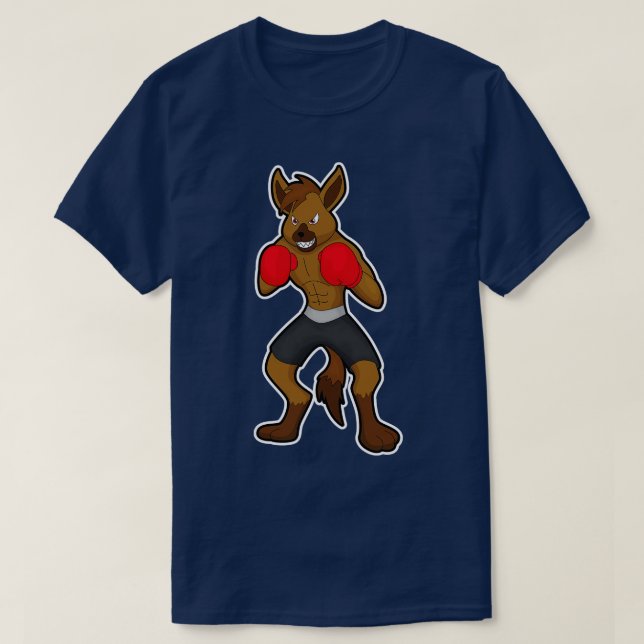 Hyena beim Boxen mit Boxhandschuhen T-Shirt (Design vorne)