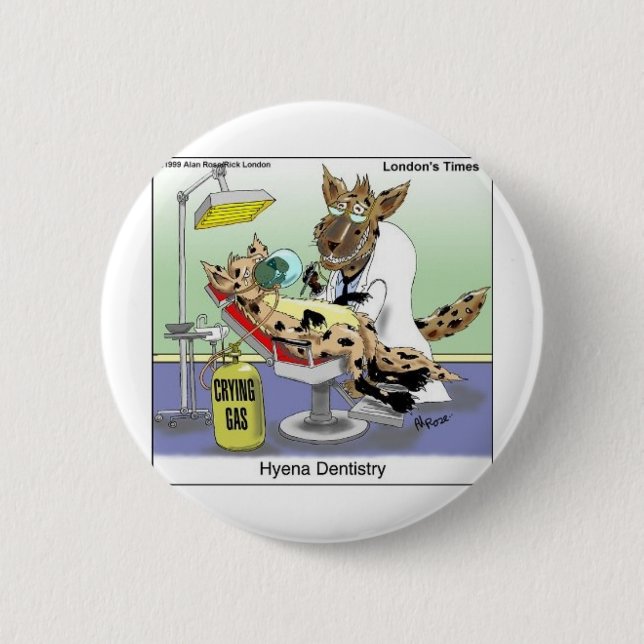 Hyena Dentistry Funny Gifts, T-Shirts & Sammlerstü Button (Vorderseite)