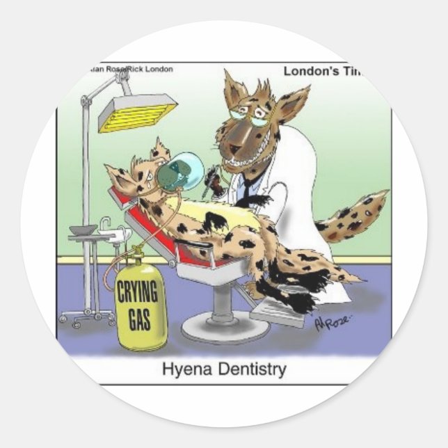Hyena Dentistry Funny Gifts, T-Shirts & Sammlerstü Runder Aufkleber (Vorderseite)