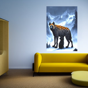 Hyena im schneebedeckten Berg   AI Art Poster