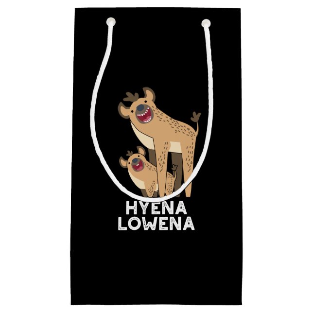 Hyena Lowena Funny Animal Hyena Pun Dark BG Kleine Geschenktüte (Vorderseite)