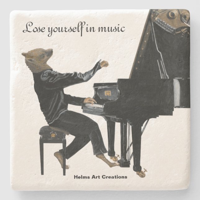 Hyena Piano Music Fantasy Art Stone Untersetzer (Vorderseite)