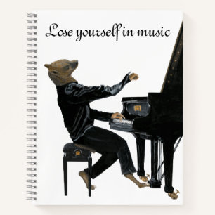Hyena Piano Music Pianist Fantasy Art Notebook Notizbuch