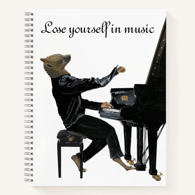Hyena Piano Music Pianist Fantasy Art Notebook Notizbuch (Vorderseite)