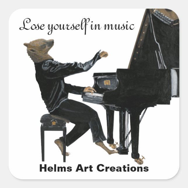 Hyena Piano Music Pianist Fantasy Art Stickers (Vorderseite)