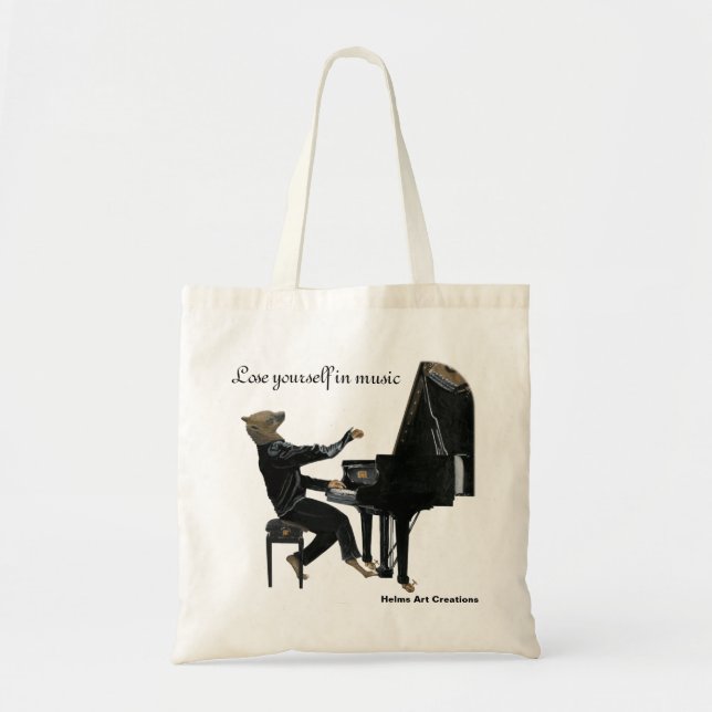 Hyena Piano Music Player Fantasy Art Budget Tasche (Vorne)