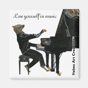 Hyena Piano Music Player Fantasy Art Button Magnet