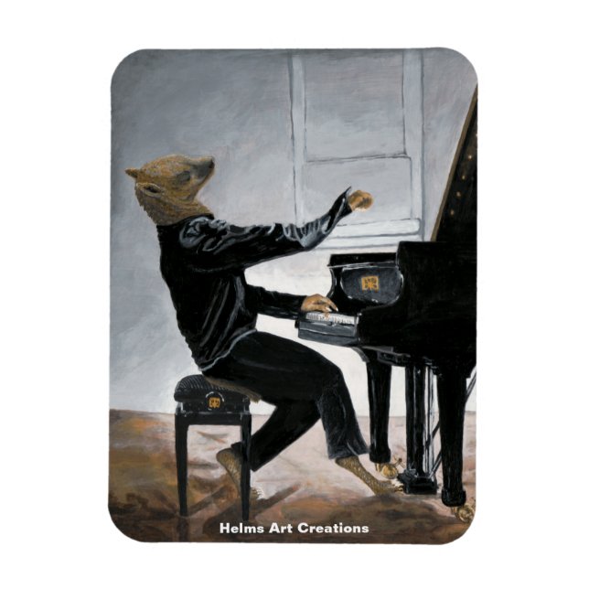 Hyena Piano Music Player Fantasy Art Foto Magnet (Vertikal)