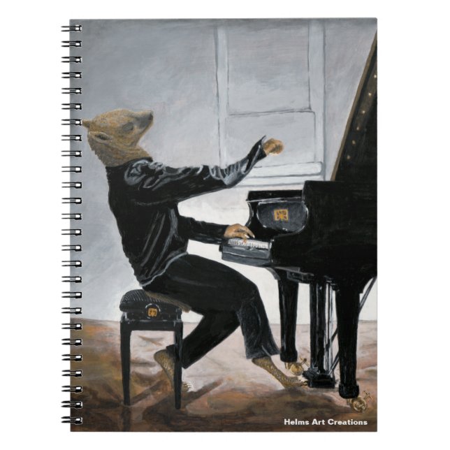 Hyena Piano Music Player Fantasy Spirale Notebook Notizblock (Vorderseite)