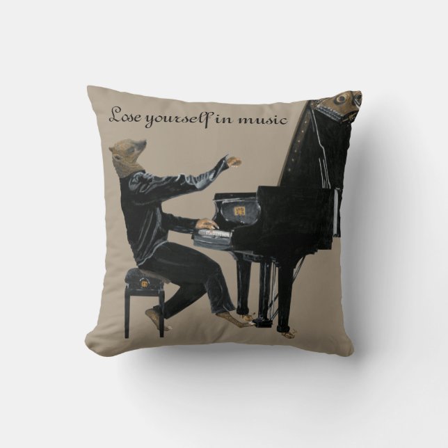 Hyena Piano Musik Pianist Fantasy Art Throw Kissen (Vorderseite)