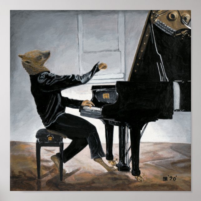 Hyena Piano Musik Player Fantasy Mauer Prinz Poster (Vorne)