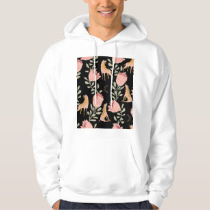 Hyena & Protea: Dunkles Vintages Muster Hoodie