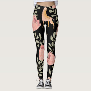 Hyena & Protea: Dunkles Vintages Muster Leggings