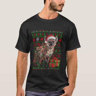 Hyena Xmas Lights Ugly Weihnachtsmannmütze Hyena W T-Shirt