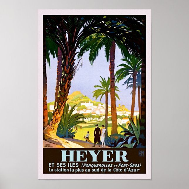 Hyeres France Vintage Reisewerbung Poster (Vorne)