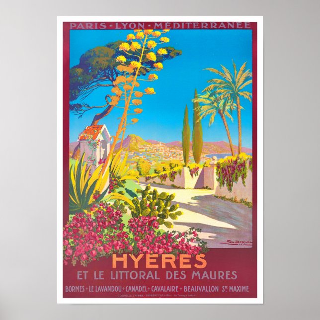 Hyeres Frankreich Vintage Reise Poster (Vorne)