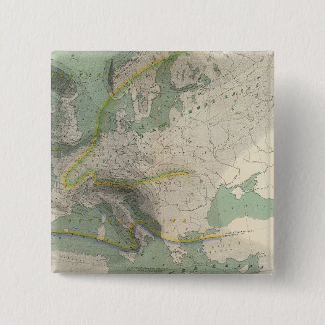 Hyetographische Karte Europa Button (Vorderseite)