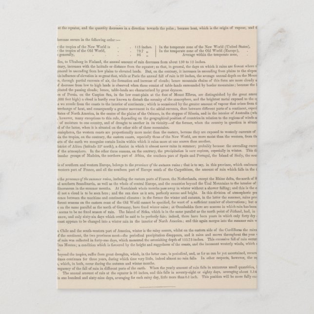 Hyetographische oder Regenkarte der Welt Postkarte (Vorderseite)