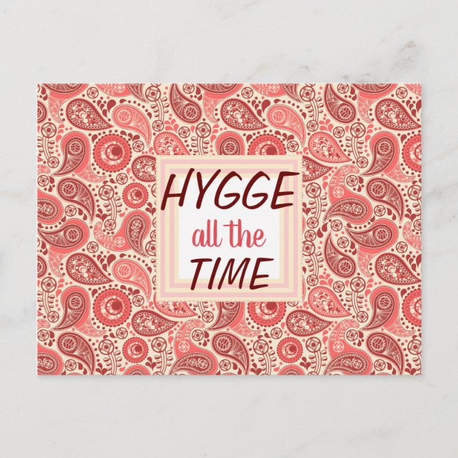 HYGGE all Time Cozy Pink Paisley Postkarte (Vorderseite)