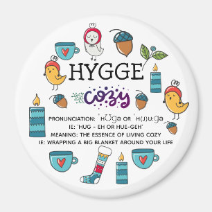 HYGGE - Bedeutung und Aussprache niedliche Doodles Magnet