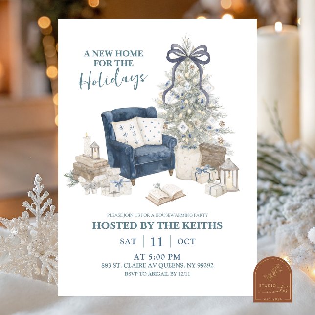 Hygge Blue Winter New Home for Holiday Invitation Einladung (Von Creator hochgeladen)