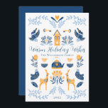 Hygge Blue | Yellow Unique Warme Holiday Wishings Feiertagskarte<br><div class="desc">Dieses einzigartige "Warm Holiday Wishings"-Design ist perfekt für Ihre Winterurlaub-Grußfreuden geeignet und bietet eine große Auswahl an Grafiken im Stil von Hygge,  die in einem gemütlichen und fröhlichen Muster angeordnet sind. Composite Design von Holiday Hearts Designs.</div>