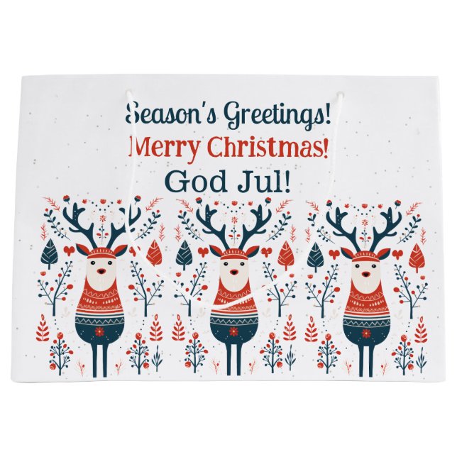 Hygge Christmas Deer Design - individuell anpassba Große Geschenktüte (Vorderseite)