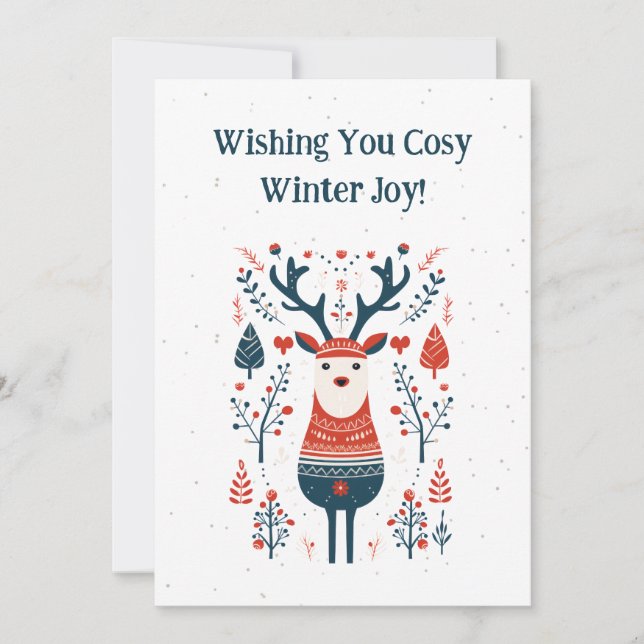 Hygge Christmas Deer Design - skandinavisch Inspir Dankeskarte (Vorderseite)
