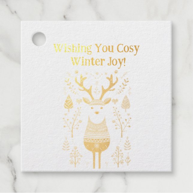 Hygge Christmas Deer Design - skandinavisch Inspir Geschenkanhänger (Vorderseite)