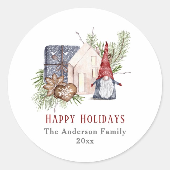 Hygge Christmas Gnome Nordic Holidays Runder Aufkleber (Vorderseite)