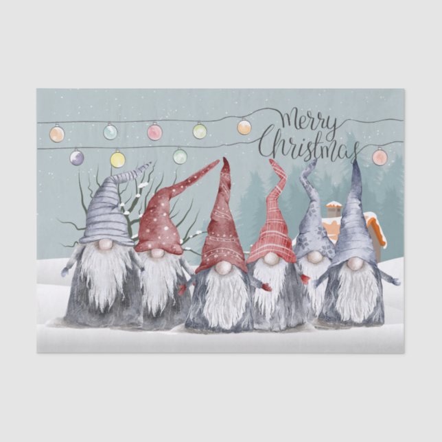 Hygge Christmas Holiday Gnomes Seidenpapier (Vorderseite)